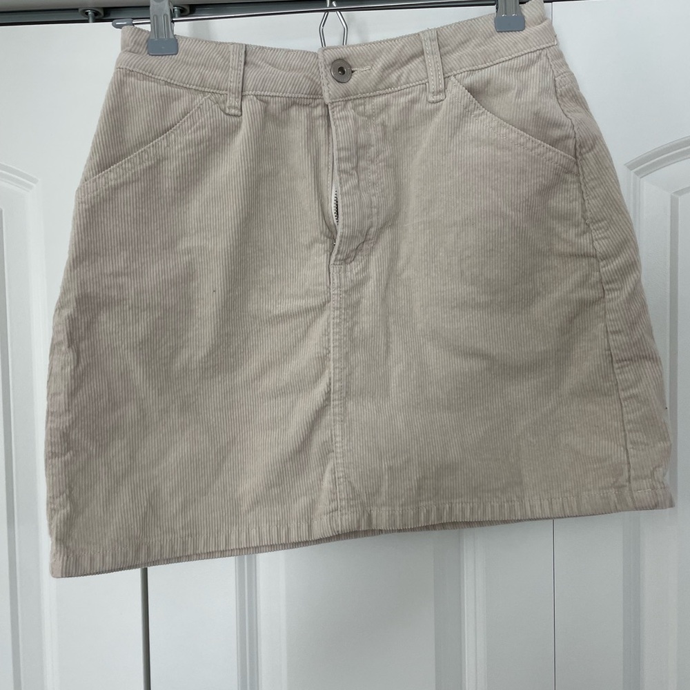 Beige Corduroy mini skirt. Size 4